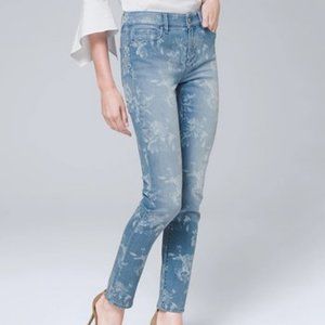 Medium Wash Floral Mid-Rise Slim Ankle Jeans  6